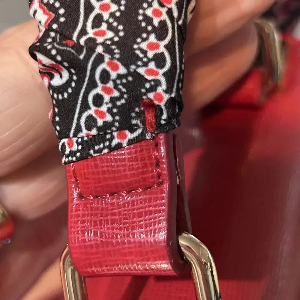 Zara Trafaluc red crossbody purse 8 x 6 x 2.25 faux leather attached twilly